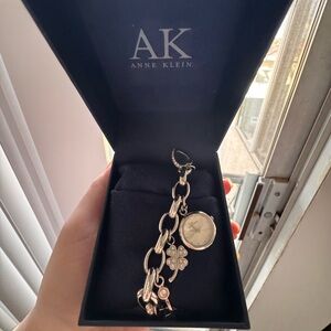 Anne Klein Silver Charm Bracelet with Watch